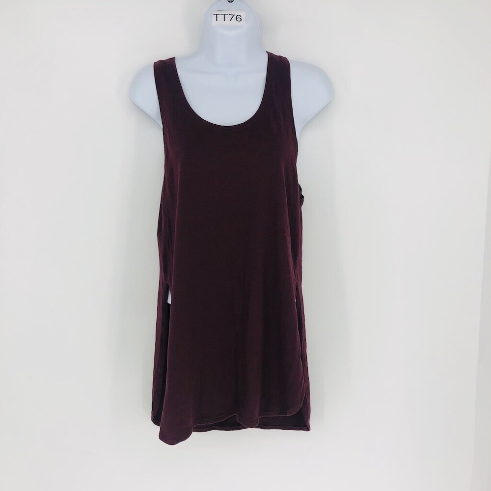 Lululemon Women's Burgundy Solid Sleeveless Scoop Neck Running Tank Top Est 6